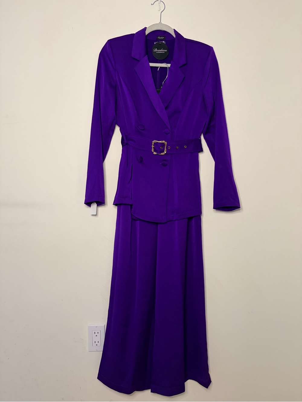 Women's Purple Belted Two-Piece Pantsuit